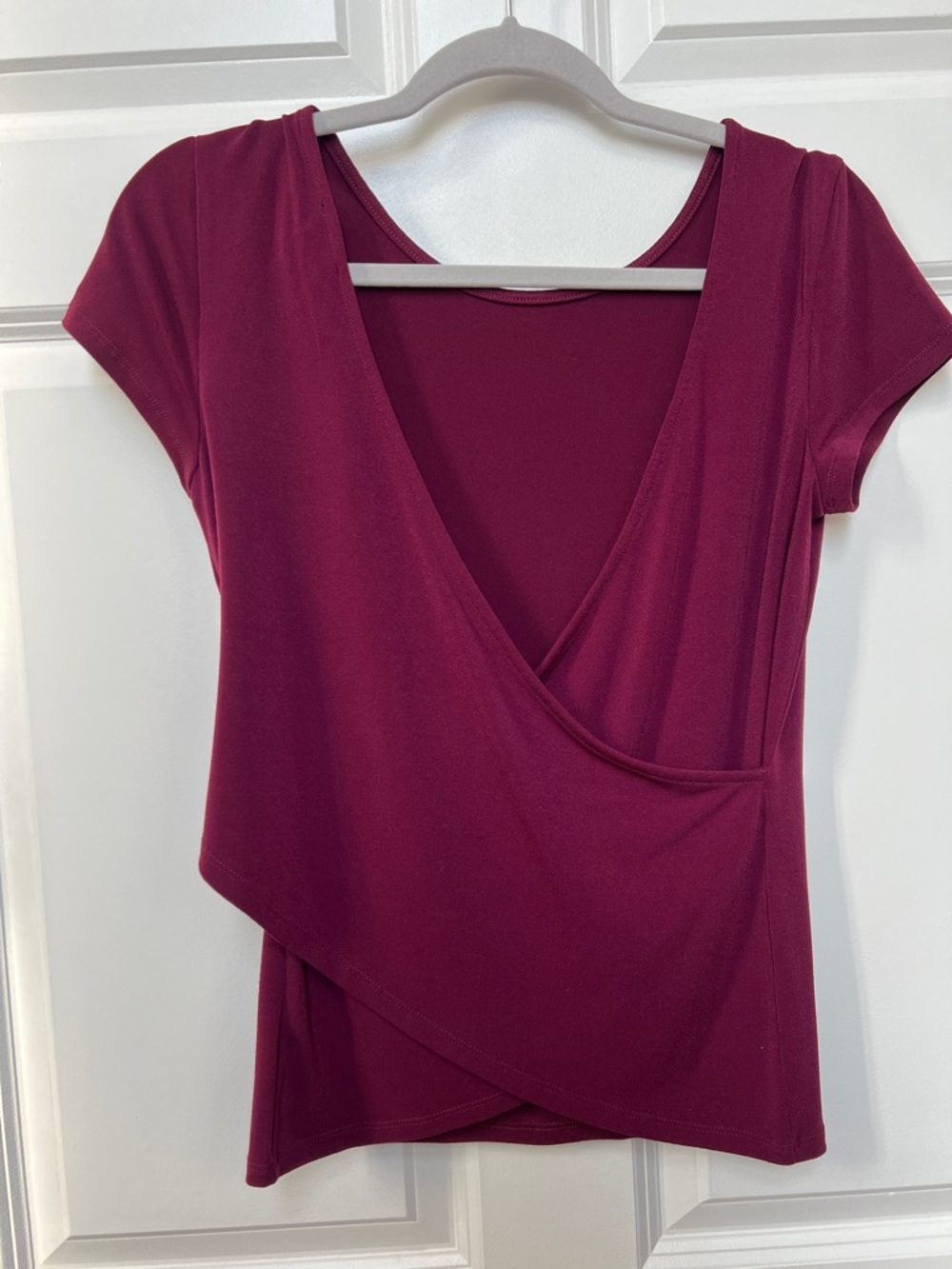 Express Surplice Wrap-Front Berry Top